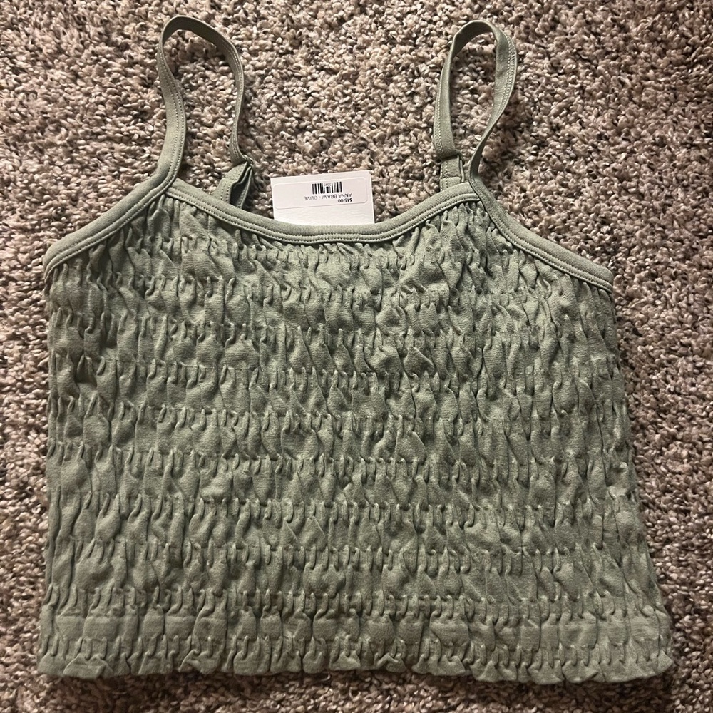 green cropped top